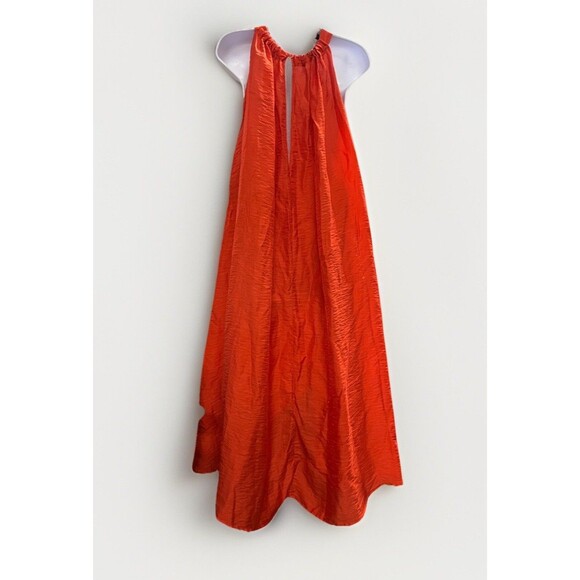 H&M Conscious Collection Dress Halter Hi-Low Hem A-Line Orange Glitter Size 8 - Picture 2 of 13
